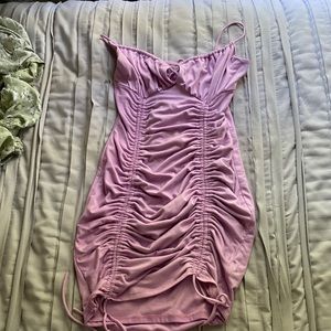 Purple cinched mini dress